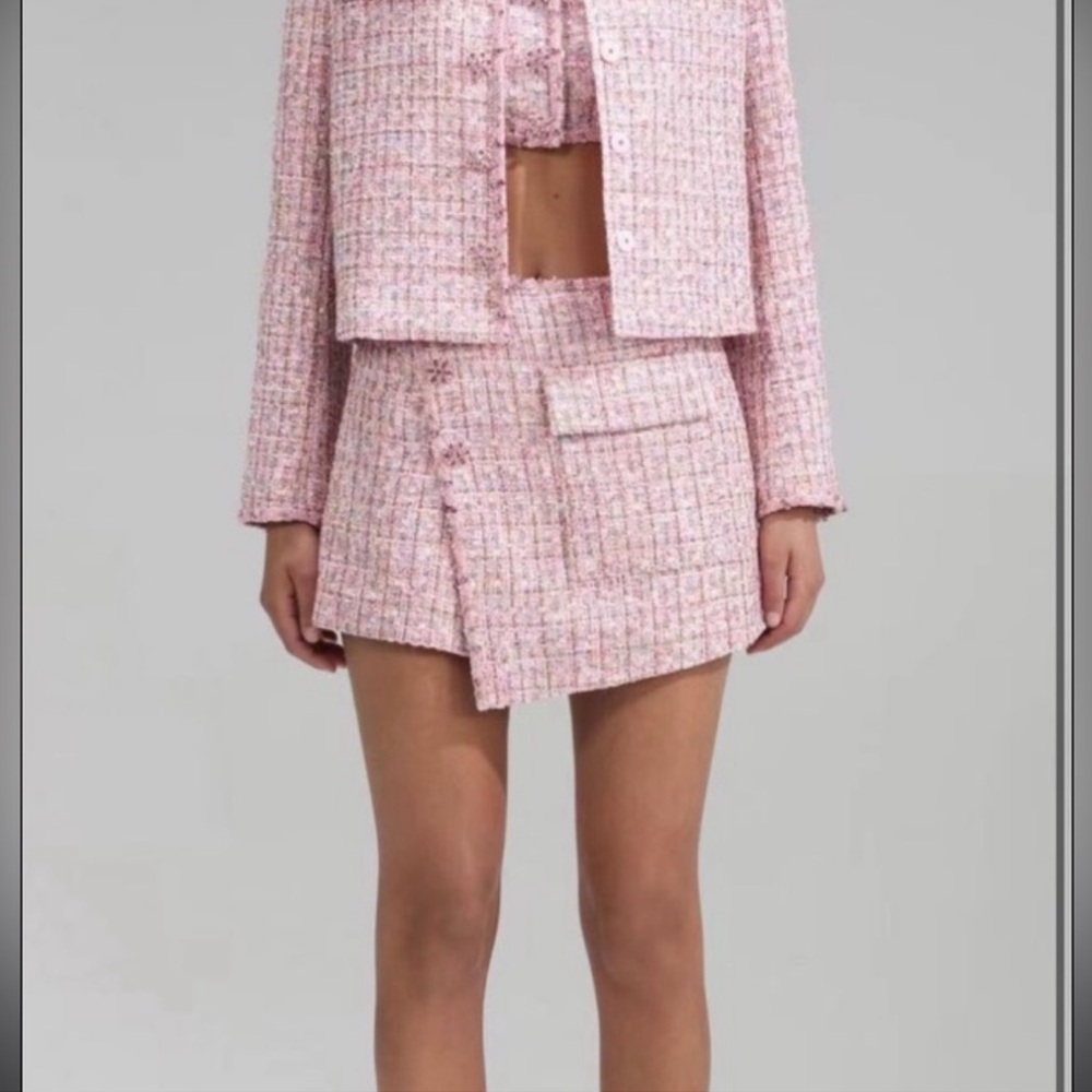 Self-Portrait Embroidered Tweed Skort